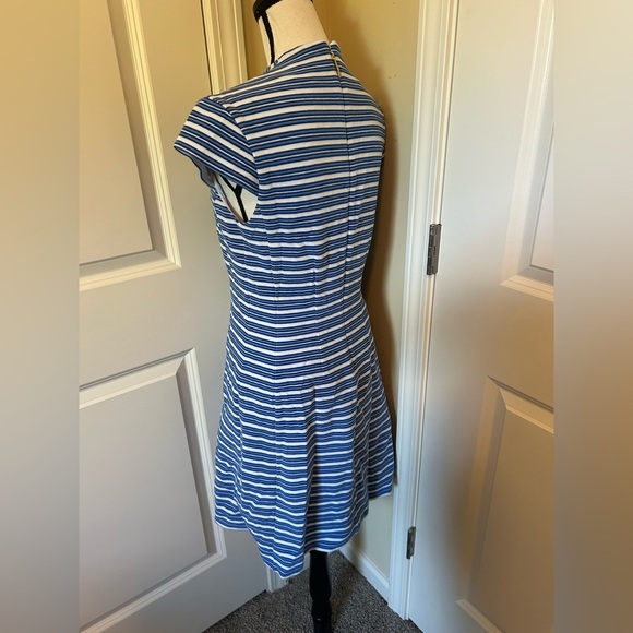 Lilly Pulitzer bree bay Blue Striped Midi Dress v neck fit and flare - Picture 7 of 13